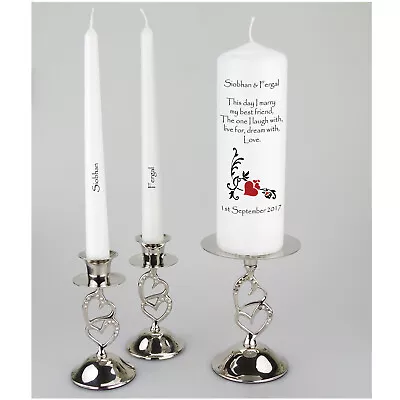 Personalised Wedding Unity Candle With An Ornate Scroll And Any Coloured Heart  • £18.95