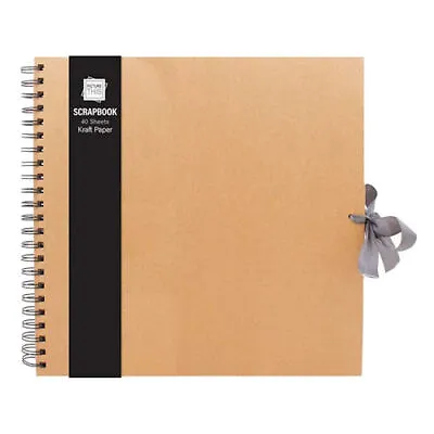 Scrap Book Large - 40 Sheets Kraft Paper Ribbon Close Memory Book Photo Gift • £9.19