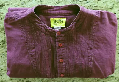 1879 Frontier 4XL Long Sleeve Band Collar Men's Shirt Maroon Cowboy Pullover  • $24.99