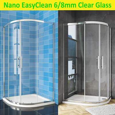 Quadrant Shower Enclosure 6/8mm Easy Clean NANO Glass Clear Door StoneTray Waste • £152