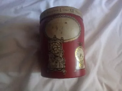 Vintage Cadbury's Drinking Chocolate Tin - Chocolate Time - Crimson With Clocks • £15