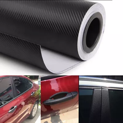 Universal Panel Black Carbon Fiber Vinyl Wrap Sticker Car Interior Accessories  • $8.78