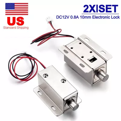 2x DC12V 0.8A 10mm Electronic Lock Solenoid Cabinet Lock /Door Drawer Latch Lock • $22.42