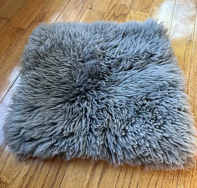 100% Real Fur Pillow Sham Case Gray Mongolian Lamb  18” Grey • $32