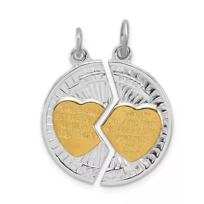 Sterling Silver Gold Plated Polished Mizpah 2-piece Charm Pendant 1.22  • $38.98