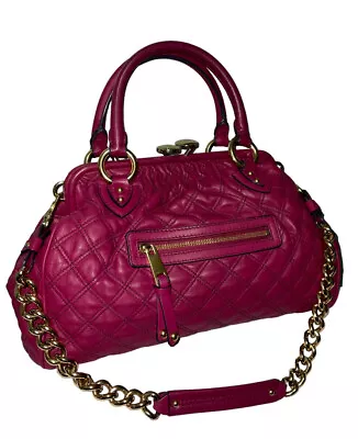 MARC JACOBS Women Calfskin Leather Large Quilted Soft Supple Stam Bag Pink • $398