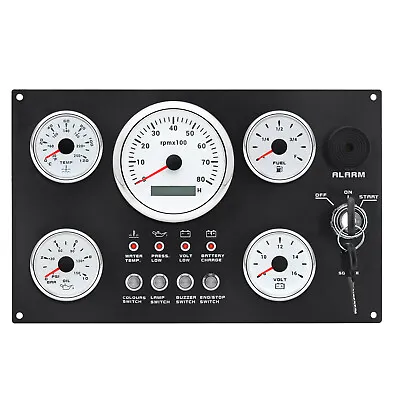  5 Gauge Set With Instrument Panel 0-8000RPM 7 Colors LED For Marine Boat Yacht  • $162.26