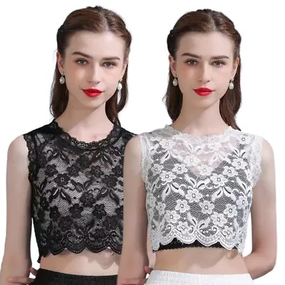 Lace Sleeveless Round Neck Tube Top Vest False Collar All-match For Resort • £5.74