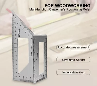 Multifunctional Square 45/90 Degree Gauge Angle Ruler Measuring Woodworking Tool • $8.48