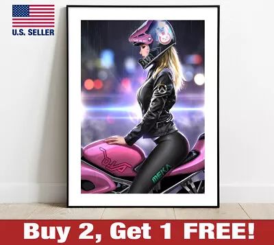 Overwatch D.VA Motorcycle Poster  18  X 24   Print Game Room Decor Wall Art DVA • $13.48