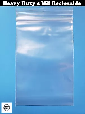 Heavy Duty Reclosable Clear 4Mil Bags 4 Mil Top Lock Zip Seal Plastic Baggie • $7.39