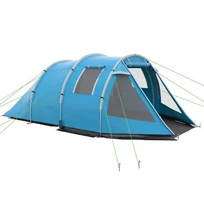 3-4 Man Camping Tent W/ 2 Rooms Porch Vents Rainfly Weather-Resistant Blue • £102.82