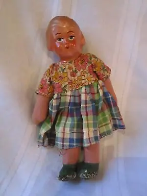 7  Cloth And Paper Mache Vintage Old Doll. Sewn Shoes • $11