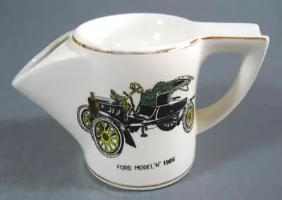 Vintage/retro 60s-70s White Ceramic Shaving Mug- Pottery Ford Car Motif • $14.95