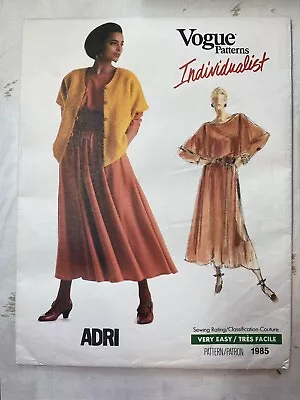 Vintage Vogue Pattern 1985 Adri Individualist UNCUT 12 Jacket Top Skirt • $10