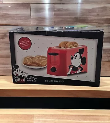 Disney Mickey Mouse 2 Slice Toaster Red Imprints Mickey Ears On Toast New In Box • $22.50