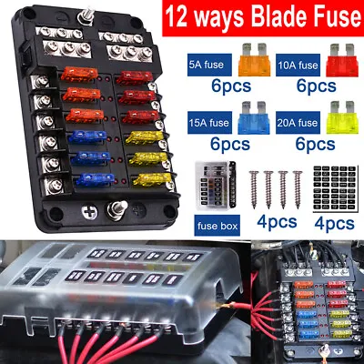 12 Way Auto LED Blade Fuse Box Block Holder 12V 32V Car Power Distribution Relay • $18.08