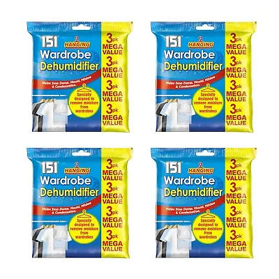 Wardrobe Dehumidifier Hanging Bags Damp Mould Absorb Moisture 12 Bags • £13.98