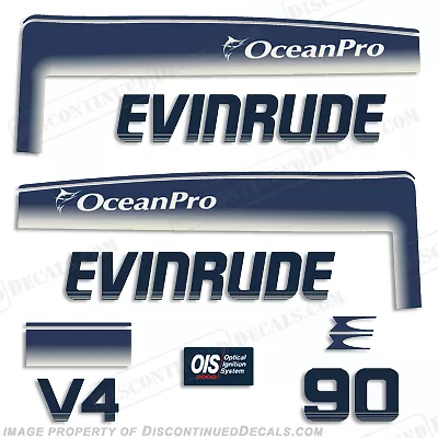 Fits Evinrude 90hp V4 OceanPro Outboard Decal Kit- 1993 1994 1995 1996 1997 1998 • $99.95