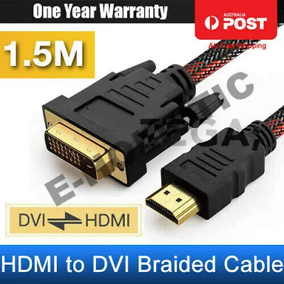 $15.63 • Buy DVI To HDMI Cable Male DVI-D For LCD Monitor Computer PC PS Projector DVD Cord