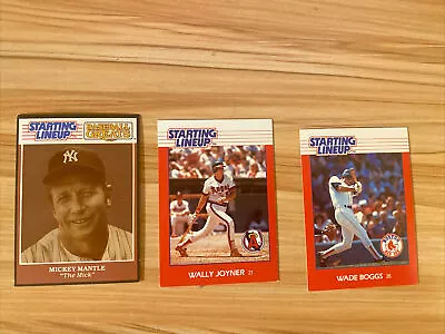 Lot 3 Starting Lineup Baseball Cards Wade Boggs Wally Joyner Micky Mantle 1988 1 • $9.99