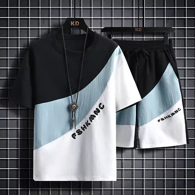 Mens Outfit 2-Piece Set Short Sleeve T-Shirts And Shorts Sweatsuit Set Summer • $25.80