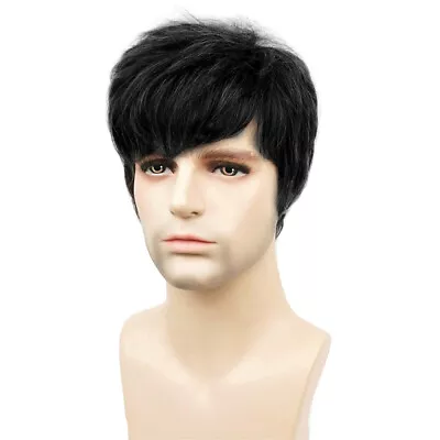 Men Wig Natural Layered Short Hair Wigs Realistic Synthetic Male Boy Hair Wig` • $12.59