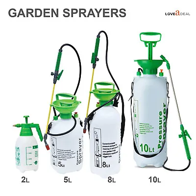 2L5L8L10L Garden Pressure Weed Spray Bottle Hand Pump Water Plant Sprayer • £7.45