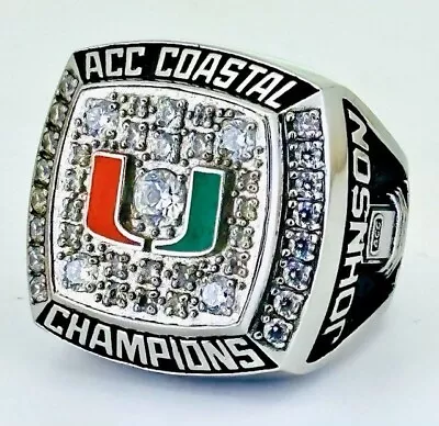 2017 Miami Hurricanes ACC Coastal Champions 🏈Championship Football Player Ring! • $1895