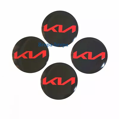 56mm Car Wheel Center Hub Cap Sticker BLACK RED KN 2.2'' For K5 SORENTO RIO • $10.59