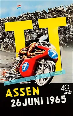 Motorcycle Races TT  1965 Assen Holland Vintage Poster Print Retro Style Art • $19.40