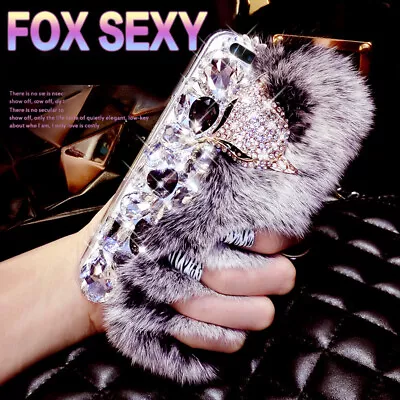 For Samsung S21 S20 S10 S9 S8 Note20 10 9 Luxury Genuine Rabbit Fur Diamond Case • $19.99