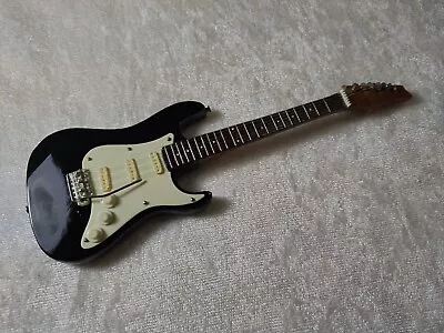 Fender Black Mini 1/6 Scale Replica Custom Miniature Metal Guitar Strat Model • $25