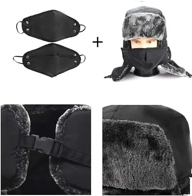 Russian Trooper Fur Winter Ski Hat Men Women Mask Ushanka Warm • $9.99