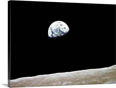 View Of Earth From The Moon Canvas Wall Art Print Moon & Stars Home Decor • $109.99