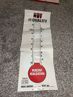 Vintage Poster Sign IH Plant Canton ILL - Hot For Quality Goal Thermometer Chart • $70