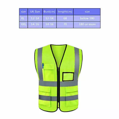 Multicolor Hi-Vis Safety Vest Reflective Jacket 5 Pockets Security Waistcoat • $14.85