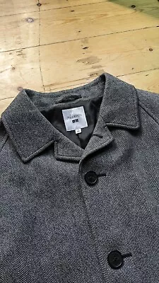 Uniqlo JW Anderson Grey Belted Balmacaan Tweed Wool Coat Medium BNWOT Ivy Smart • £119.99