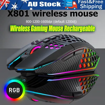 Wireless Gaming Mouse RGB LED Backlit Ergonomic Gamer Laptop Mouse Rechargeable • $21.99