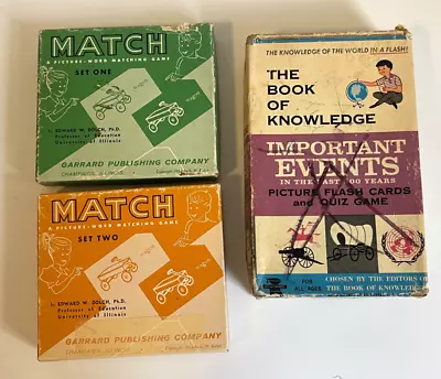 Lot Of 3 Vtg Educational Match Games Important Events Flash Cards Crafts Emphera • $8.75