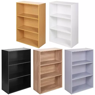 Wide 3 Tier Book Shelf Deep Bookcase Storage Cabinet Display Dining Living Room • £31.99