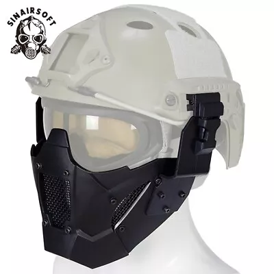 Tactical Mesh Iron Half Face Mask Airsoft Paintball FAST Helmet Mask Military BK • £19.99