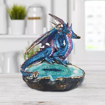 3 H Blue Dragon Tray Statue Fantasy Decoration Figurine Room Decor • $22.41