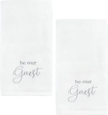 Guest Hand Towels Set Of 2 White Monogrammed With Farmhouse Gray Script • $16.99