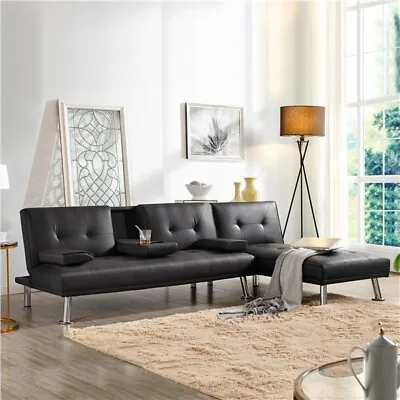 Sectional Sofa Couch Convertible Futon Sofa Bed PU Leather L Shape Chaise Lounge • $359.99
