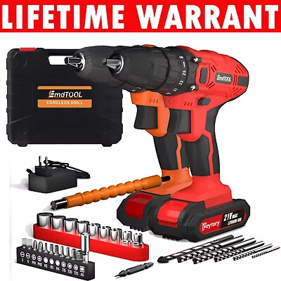 NEW 21V Cordless Combi Drill Driver Electric Screwdriver Bit Set+ Battery 2024 • £17.90