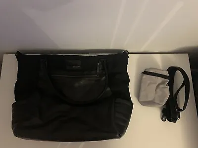 Cybex Black Priam Changing / Pram Bag - Classic Black Leather & Fabric • £55