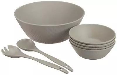 Natura Green- Large Bamboo Salad Bowl With 4 Serving Bowls And Utensils • $24.92