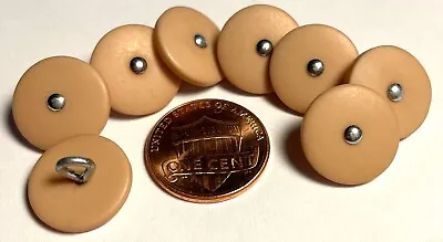 8 Vintage Matte Dull Tan Light Brown Pin Shank Buttons 14.7mm 9/16  12669 • $5.49