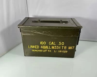 Original US Military Metal Ammo Can Box 100 Cartridges .50 Cal *Free Shipping* • $35.95